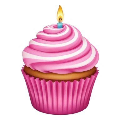 Pink swirl cupcake with candle sticker
