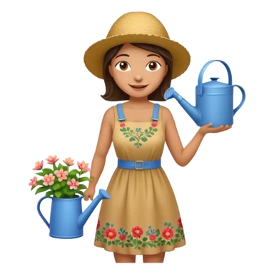 gardener woman with watering pot sticker