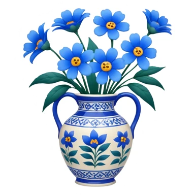 vase of blue flowers sticker