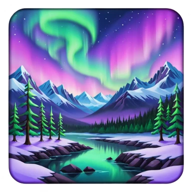 Alaska taiga: snowy forests, mountains & Northern lights sticker