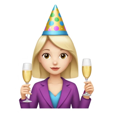 girl with Champagne bottle with party cap, only holding bottle. sticker