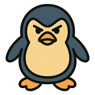 angry penguin color icon with black outlines sticker