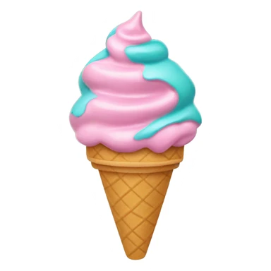pink and teal soft serve ice cream with kawaii stuff sticker