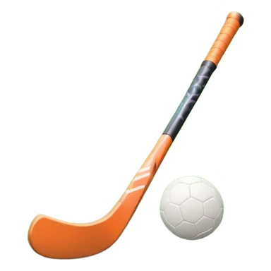A field hockey stick and ball positioned on a vibrant green grass field, with the goalposts and clear field markings in the background. The scene highlights the lush, well-maintained turf, emphasizing the speed and precision of the sport in an energizing outdoor setting. sticker