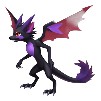 Black Red Purple Kawaii Cool Anime Nargacuga-Noivern-Noibat-Litten-Zorua-Zoroark-Fakemon-fusion full body sticker