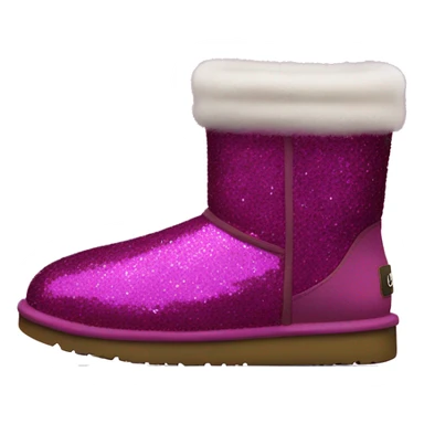 Realistic magenta glitter and fur Ugg boots. sticker