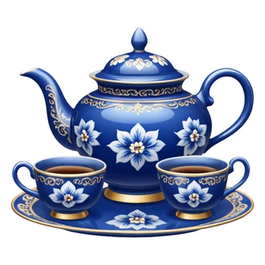blue porcelain tea set  sticker