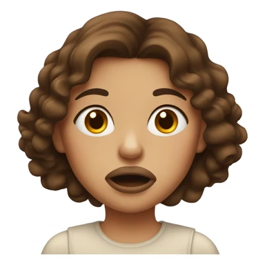 A girl with brown hair blows her lips sticker