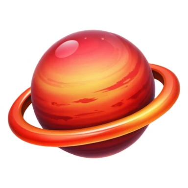 gradient planet planet with ring, glowing, red sticker