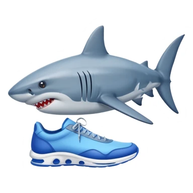 Un tiburón con tres tenis azules sticker