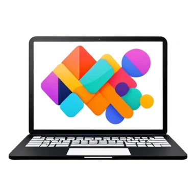 framed digital laptop artwork with abstract vector shapes inside sticker