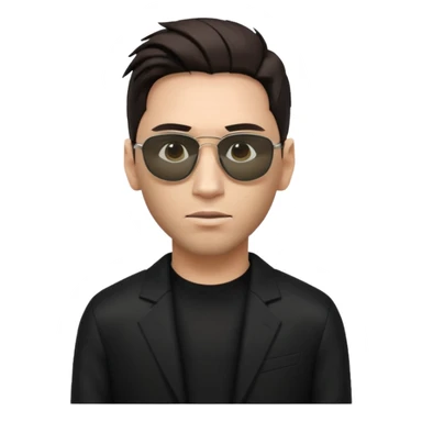 Messi dressed as Neo from The Matrix, with dark glasses and slicked hair sticker