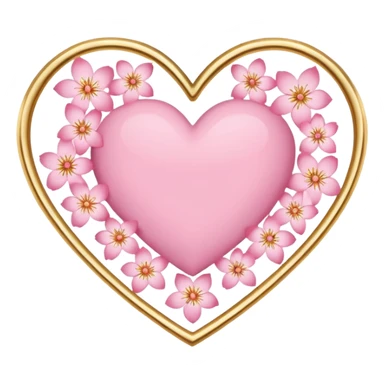 sakura heart with a gold outline sticker
