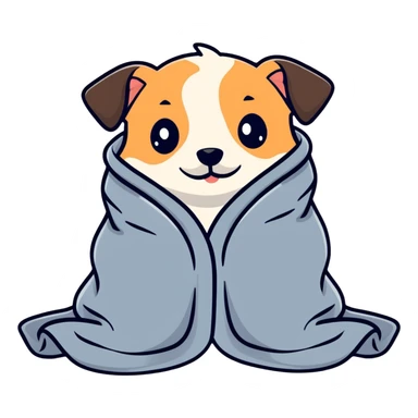 adorable puppy wrapped in a soft blanket sticker