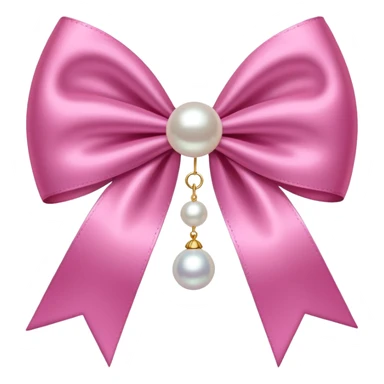 Pink bow with hanging pearl sticker