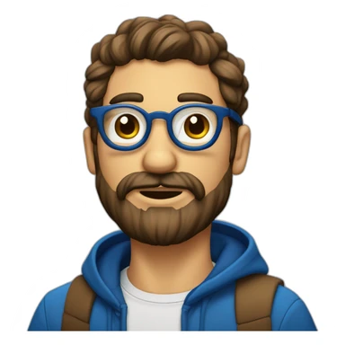 Hombre gordo con canas barba cana y lentes azules redondos sticker