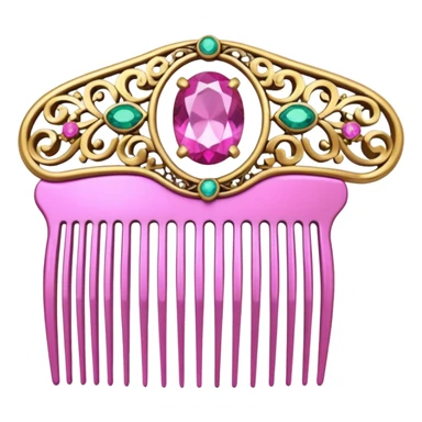 pink comb with jewelry sticker