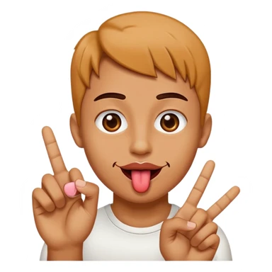 cara con la lengua sacada ojos abiertos y con 🤟🏽 sticker