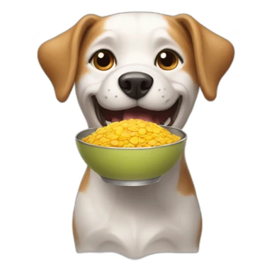 Happy dog with bowl in mouth sticker