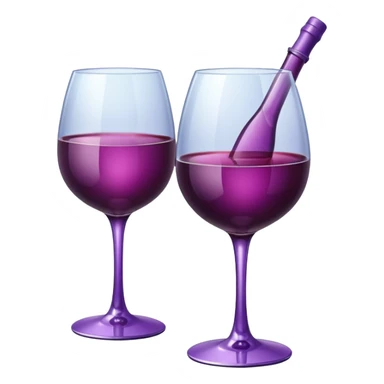 Realistic sparkling diamond glam bottle of Purple Wine and matching long stem wine glass. sticker