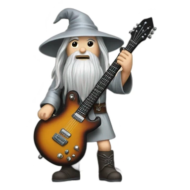 Gandalf with heavy metal guitar sticker
