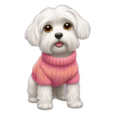 Maltese dog in warm bright sweater sticker