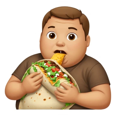 A fat man eating burrito sticker