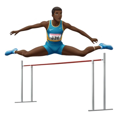 An icon showing a high jumper in mid-air, soaring over a bar in a track and field event. The background features a stadium with cheering fans, bright lights, and a clear blue sky. The athlete’s form captures the grace and power of the jump. Transparent background highlights the dynamic moment sticker