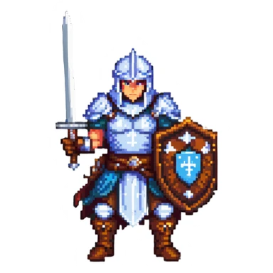 retro fantasy warrior with sword and shield sticker