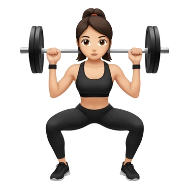 brunete girl doing squats with weight at the gym with all black outfit sticker