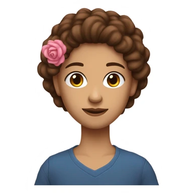 ado fille metis cheveut bouclé marron jean bleu top rose pale qui fait une pose stylé sticker