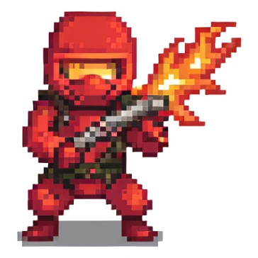 Red ninja shooting fire sticker