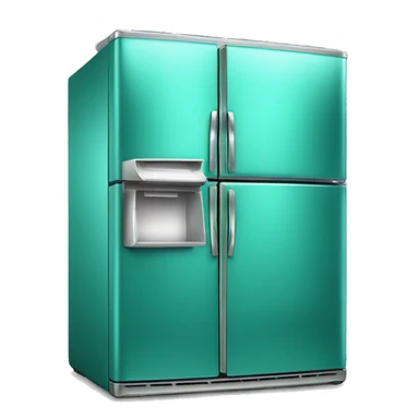 Realistic metallic turquoise fridge isolated. sticker