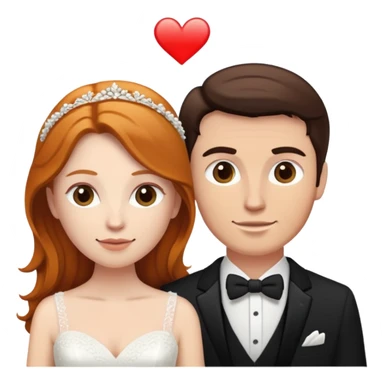 wedding couple with white man with dark brown hair and white woman with light ginger hair sticker