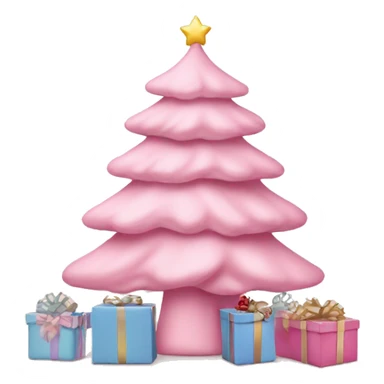 pastel pink christmas tree and some gift boxes under t he sticker