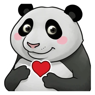 panda with a heart  sticker