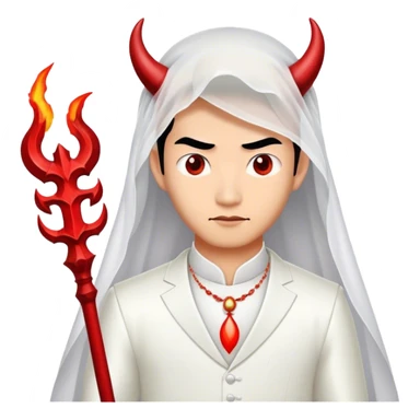 an asian male bride with the face of devil in wedding dress sticker