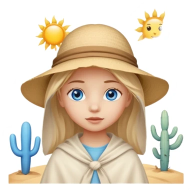 blue eyed desert girl child with creme cloth sticker