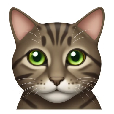 Dark brown tabby cat with slanted Green eyes sticker