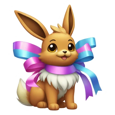Shiny colorful Eevee with ribbons sticker