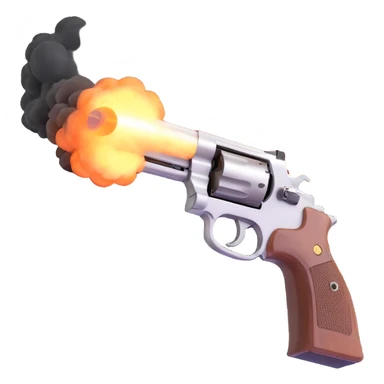 A realistic handgun firing a bullet, with muzzle flash and smoke coming out of the barrel sticker