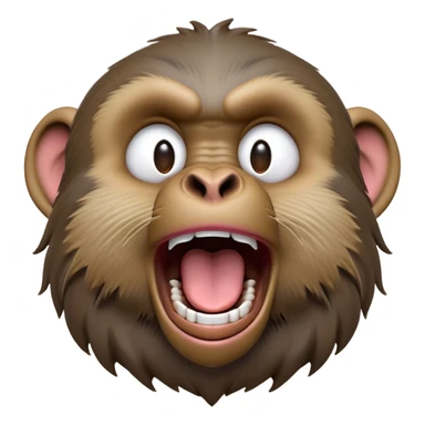 Cinematic Realistic Cute Yawning Baboon Portrait Emoji, Head tilted slightly with a dramatic, wide-open yawn, showcasing a soft, textured face with gently drooping features and half-closed, drowsy eyes, rendered with lifelike natural detail and warm shadows, high shine, relaxed yet expressive, styled with a dash of wild charm, soft glowing outline, capturing the essence of a sleepy yet affectionate baboon that appears ready to stretch out for a hearty nap! sticker