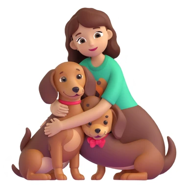 girl hugging dachshund sticker