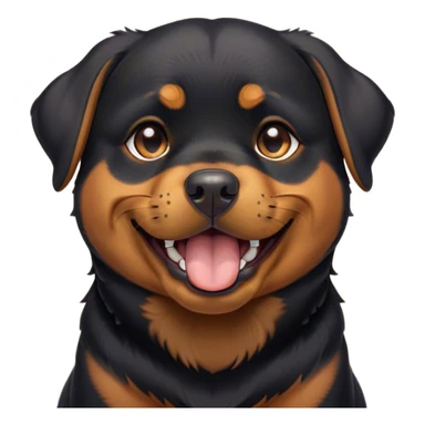 Cinematic Cute Yawning Rottweiler Portrait Emoji, Head tilted slightly with a dramatic, wide-open yawn, showcasing a sleek black coat with prominent tan markings, floppy ears slightly drooping, round brown eyes barely open in drowsy contentment, Simplified yet irresistibly adorable features, highly detailed, glowing with a soft, cozy glow, high shine, relaxed yet expressive, stylized with a touch of whimsy, bright and endearing, soft glowing outline, capturing the essence of a sleepy yet affectionate guardian, so drowsy it feels like it could stretch out of the screen and curl up for a nap! sticker