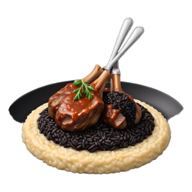 Lamb Shanks with Risotto Nero on a black plate sticker
