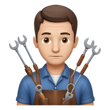 professional locksmith portrait, head and shoulders only, serious focused expression, leather apron collar, small lockpick tools visible, 3D cartoon, mobile game icon style, clean background, no text, no watermark
 sticker