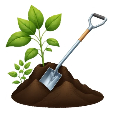 An icon featuring a shovel, a plant symbolizing agronomy. The design includes crops, a field, and a watering can, representing the science of soil management, crop production, and sustainable farming. Transparent background highlights agricultural research and growth. sticker
