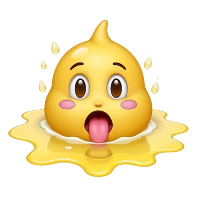 surprised emoji with tongue out in a puddle of white liquid sticker