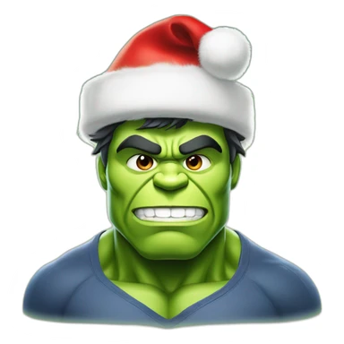 happy hulk wears red christmas hat sticker