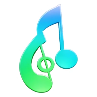 3D gradient blue to green music icon logo note  no background unique y2k clipart sticker